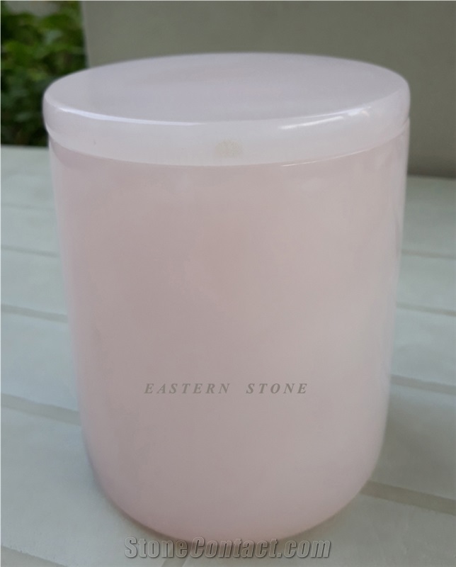Jars Onyx Pink Stone Candle Jars, T-Light Holder