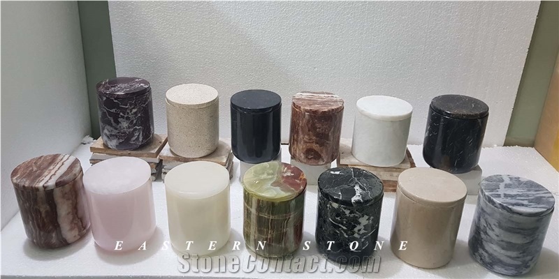Jars Onyx Pink Stone Candle Jars, T-Light Holder