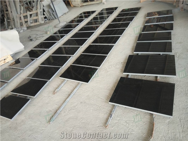 China Hebei Black Granite Polished Floor Tiles