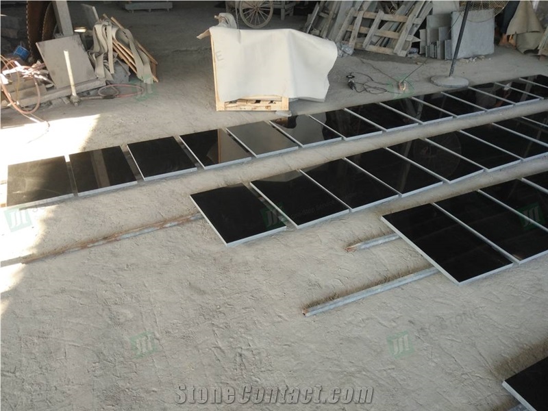 China Hebei Black Granite Polished Floor Tiles