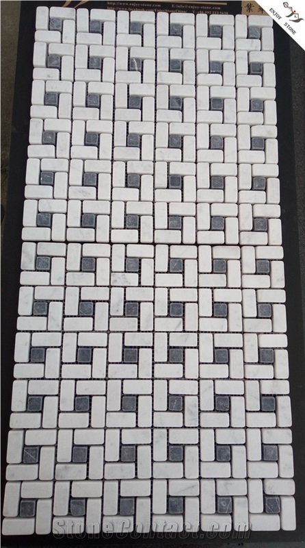 Carrara White Pebble Mosaic Bathroom Floor Tiles