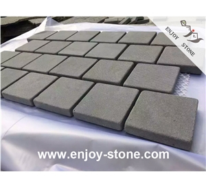 Grey Basalt Tumbled Cobblestone/ Cubestone on Mesh