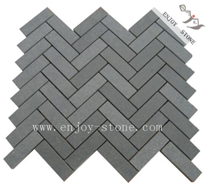 Honed Grey Basalt Herringbone Mosaic Tiles