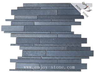 Honed Grey Basalt Linear Strips Mosaic Tile