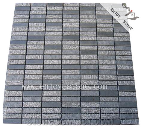 Mixed Finish Linear Strips Mosaic Tiles