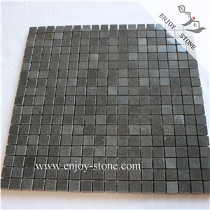Polished Black Basalt Square Wall Mosaic Tile