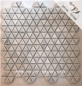 Tumbled Triangle Marble Mosaic Tiles