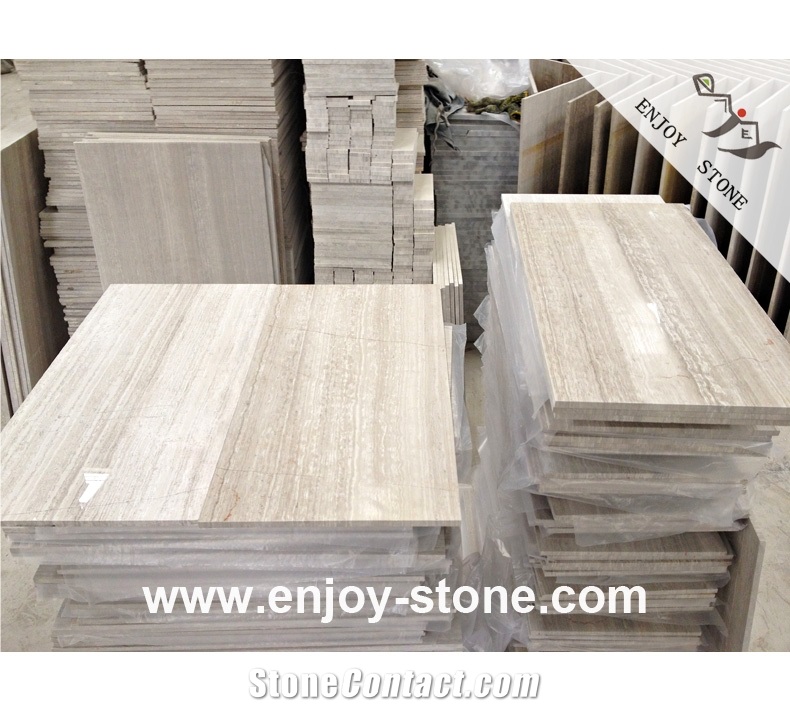 White Wood Marble Polished Floor Tiles & Slabs