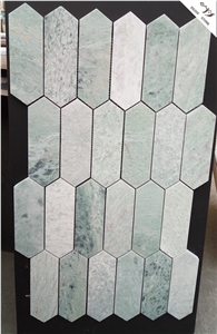 White Wooden Marble Mosaic Tile Design
