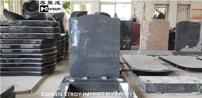 Dark Grey Headstone Memorial Tombstone for Uk