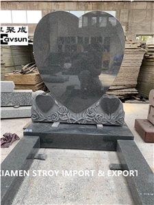 Uk Style Grey Three Hearts Headstone Tombstone