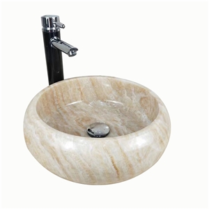 Bathroom Sink Round Beige Jade Basin