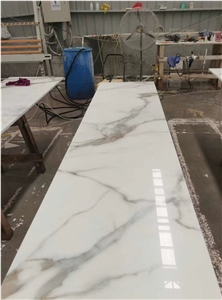 Calacatta White & Gold Marble Table Worktop