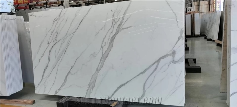 Calacatta White Nano Glass Marble Slabs