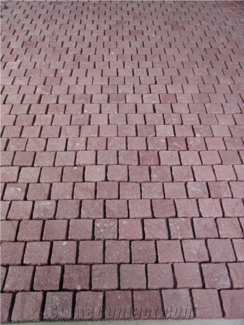G666 Red Porphyry Shouning Red Cube Paver