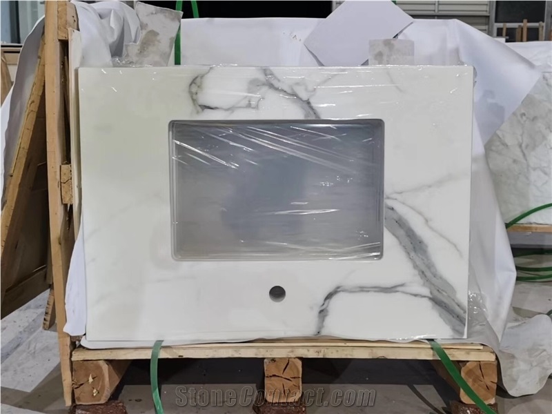 Nano Crystallized Glass Calacatta White Countertop