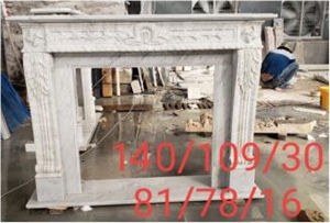 Pure White Marble Carved Modern Fireplace