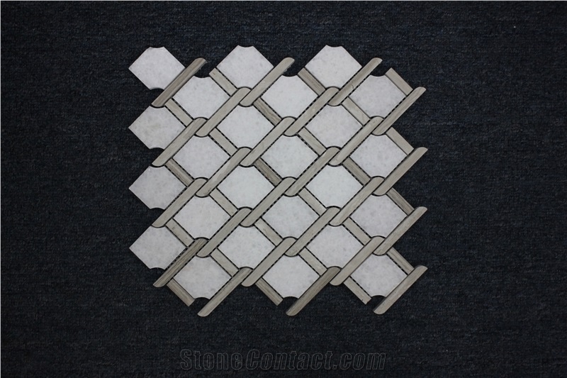 Various Shape Of White Bathroom Mosaic Tiles
