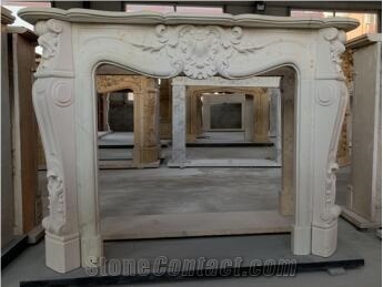 White Marble Fireplace &Sculpture Mantel Fireplace