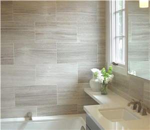 White Wood Grain Marble Tiles Walls and Floo