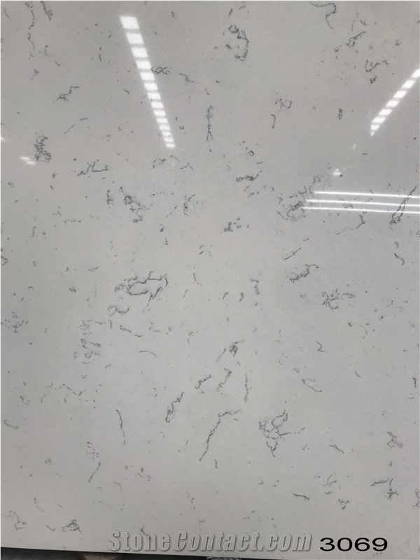 Gq3069 Carrara White Quartz Slab Tile for Bath Top