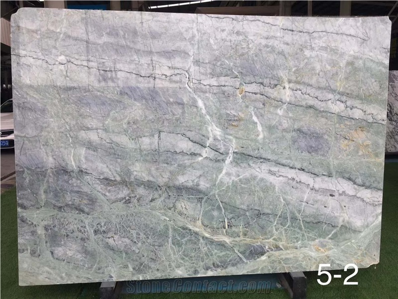 Jade Green Cloud Marble Slabs Grey Floor Wall Tile