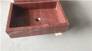Coral Red Marble Sink, China Red Marble Basin