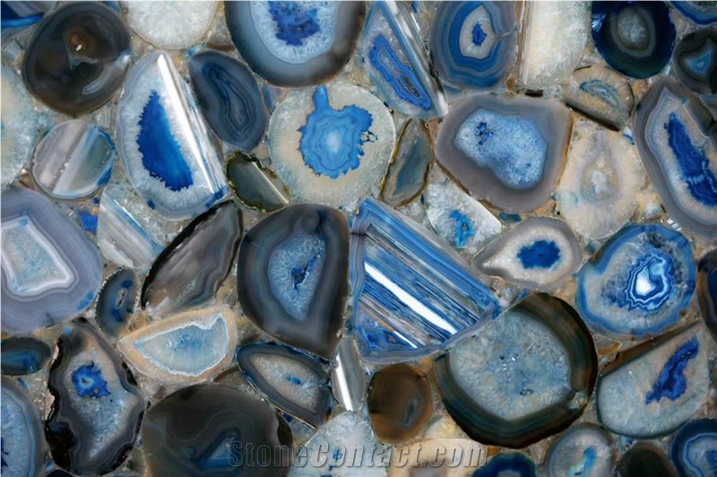 Brazil Blue Agate Polished Semiprecious Stone Wall
