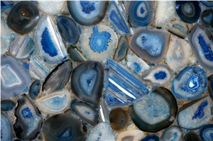 Brazil Blue Agate Polished Semiprecious Stone Wall