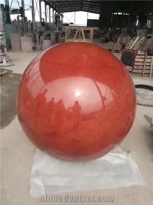 China Red Granite Polished Car Parking Balls Curbs