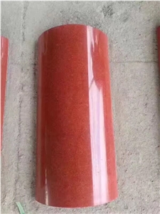 China Red Granite Polished Car Parking Balls Curbs