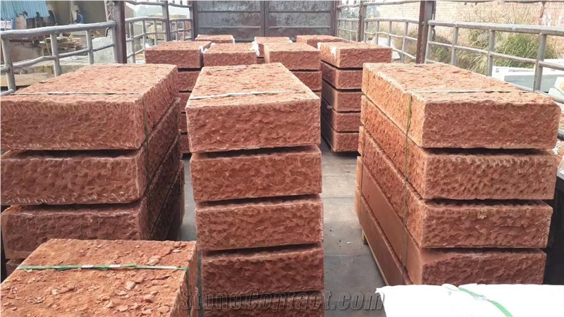 China Red Sandstone Split Kerbstone Pavers