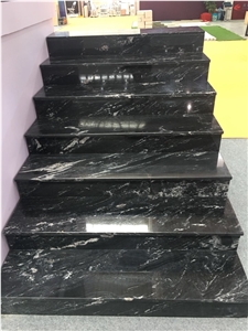 Chinese Ausi Black Granite Polished Stair Treads