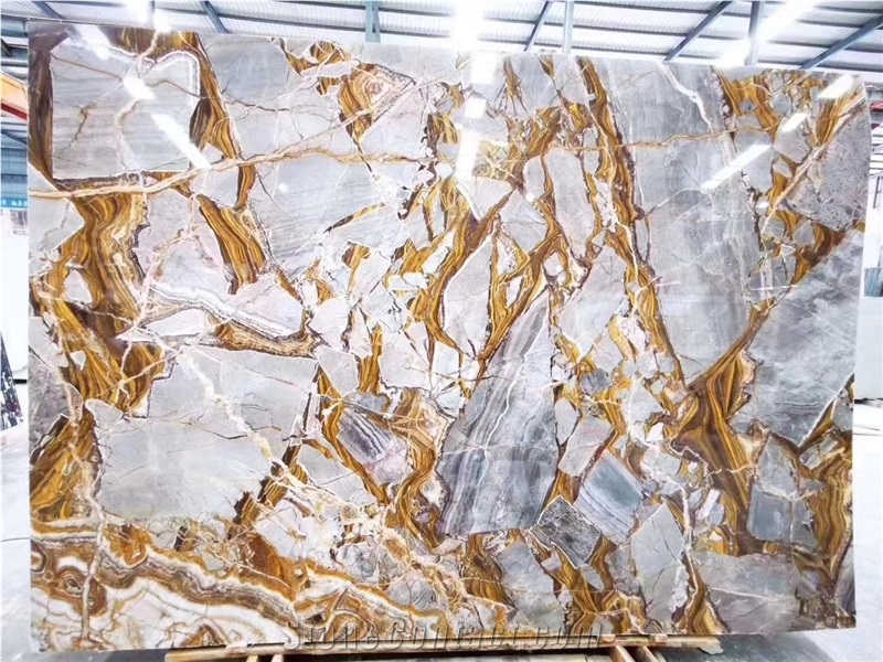 Intelligence Gold Marble Polished Slabs Wall Tiles