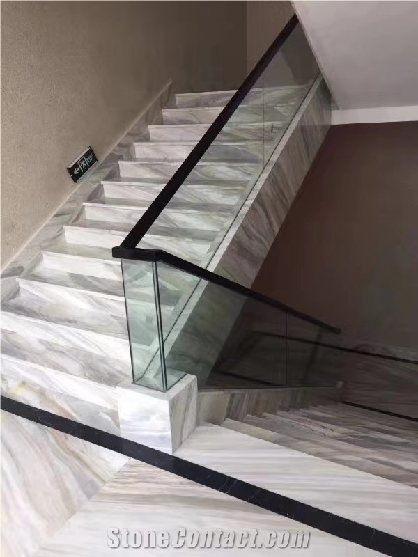 Italy Elegant White Marble Polished Stair Treads