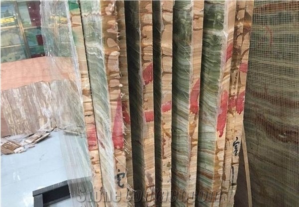 Pakistan Bamboo Green Onyx Polished Tiles & Slabs