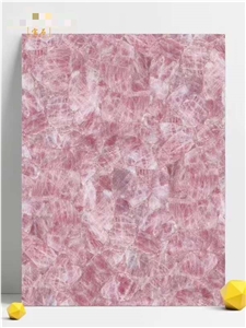 Pink Crystal Polished Semi Precious Stone Slabs