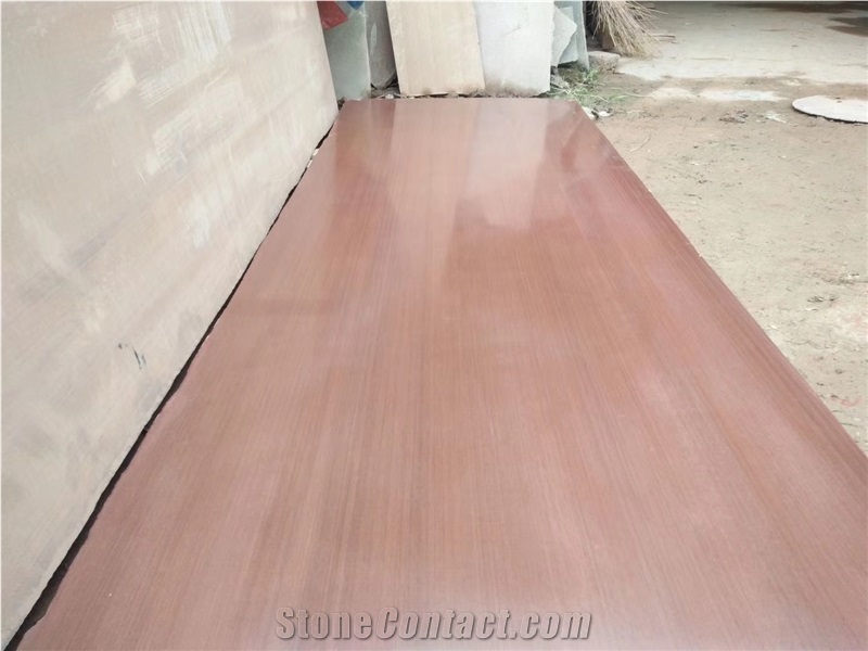 Sichuan Red Wood Grain Sandstone Honed Slabs