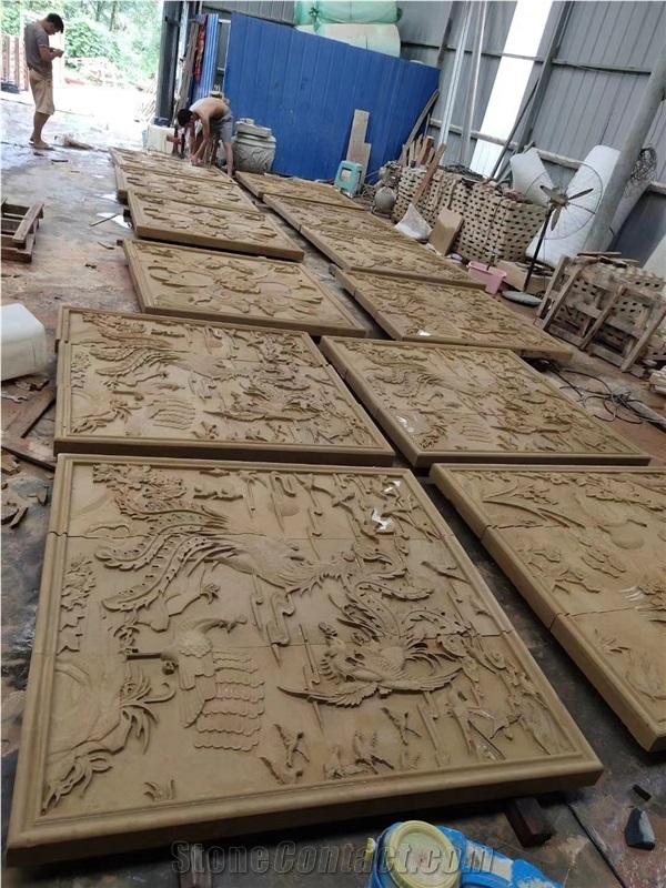 Sichuan Yellow Sandstone Honed Engravings Relievos