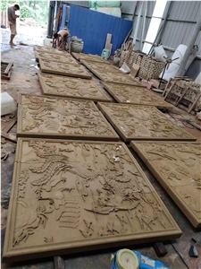 Sichuan Yellow Sandstone Honed Engravings Relievos
