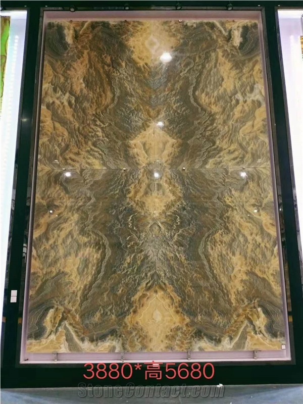 Tiger Onyx Yellow Polished Wall Covering Slabs