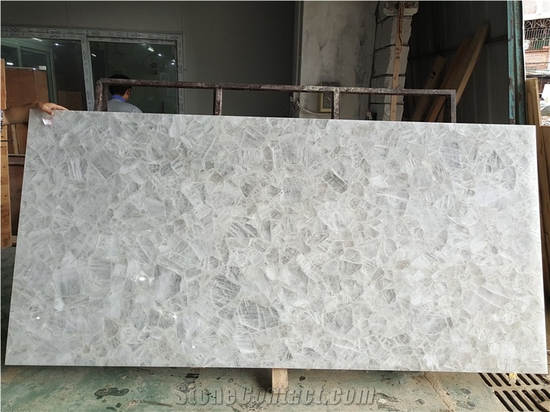 White Crystal Semiprecious Stone Wash Basins &Sink