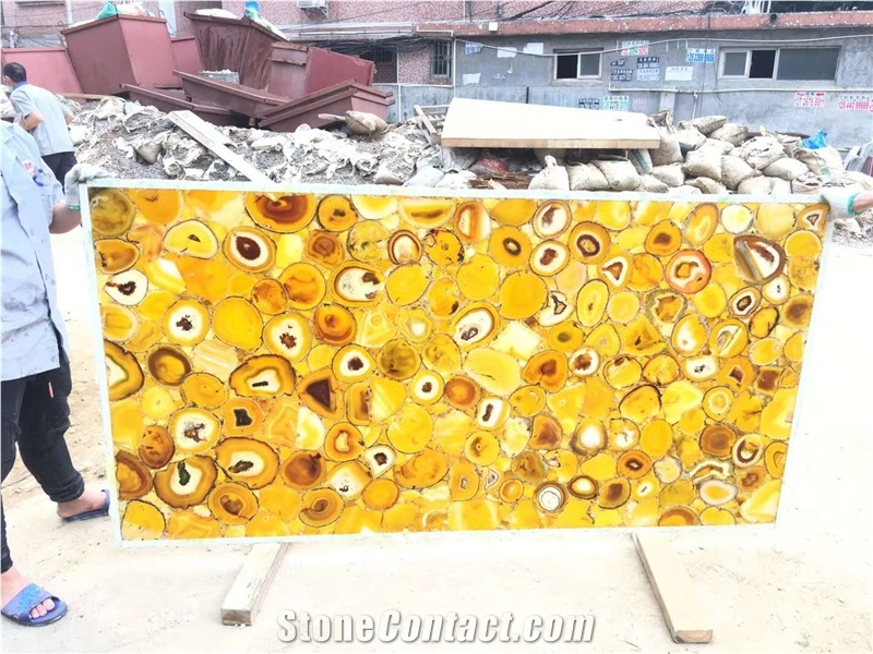 Yellow Agate Polished Semiprecious Stone Slabs