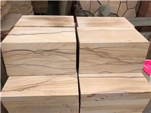 Yellow Wood Grain Sandstone Honed Tiles &Slabs