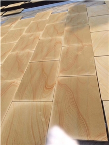 Yellow Wood Grain Sandstone Honed Wall Tiles