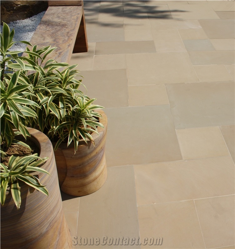 Prato Honed Katni Yellow Sandstone Terrace Paving Tiles