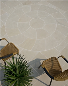 Rimini Honed - Arc Elegance Circle Patio Paving Mint Sandstone