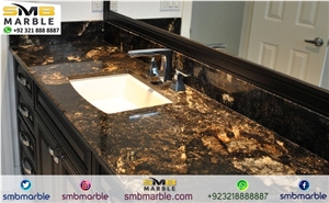 Black and Gold Marble with Double Polish
