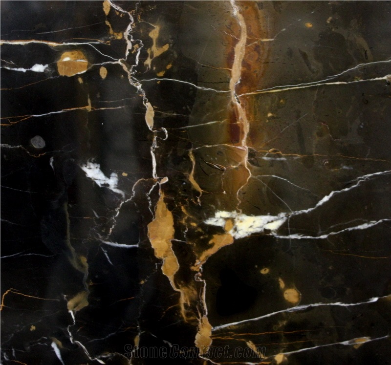 Black Angelo Slabs & Tiles, Portoro Marble