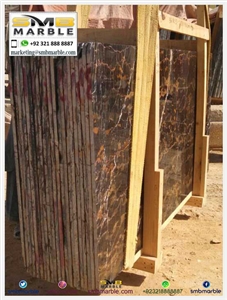 Black Gold Double Polished Marble Slabs